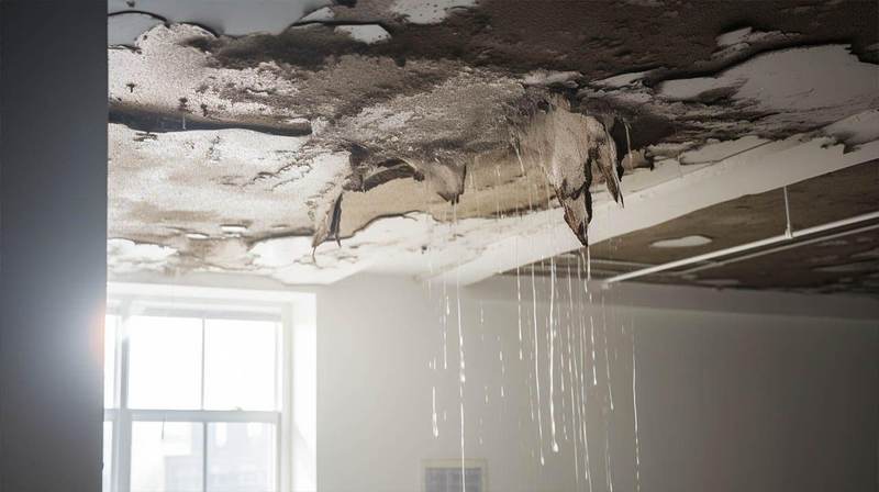 Collapsed ceiling with water damage requiring emergency response in Springtown Texas