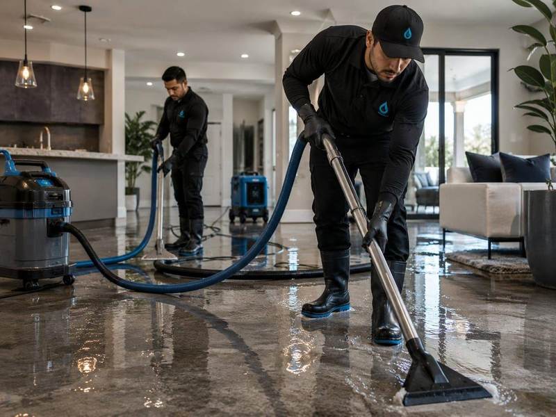 Restoration team extracting water from a flooded Texas property